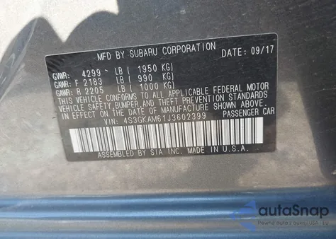 2018 Subaru Impreza 2.0I Sport из США, поврежденный, VIN 4S3GKAM61J3602399